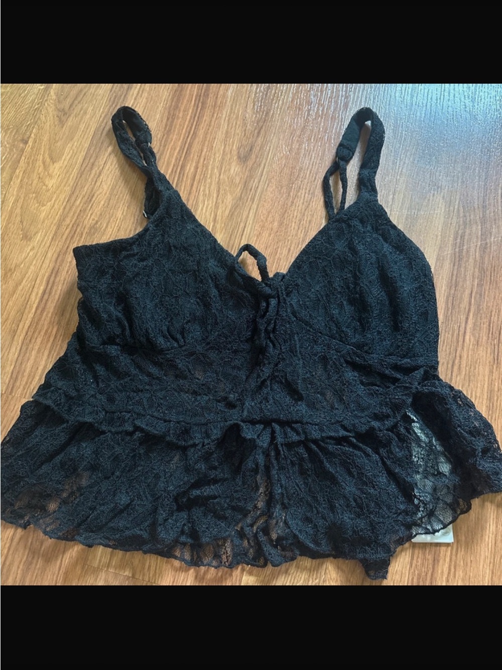 Hollister Black Lace Ruffle Tank Top
